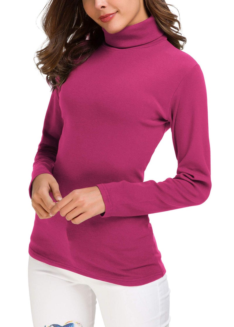 EXCHIC Women's Long Sleeve Turtleneck Sweater Slim Fitted Knitted Pullover Sweater Tops (Rose, Medium) - Image 4